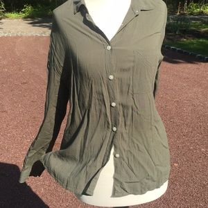 Olive green long sleeve button-down shirt